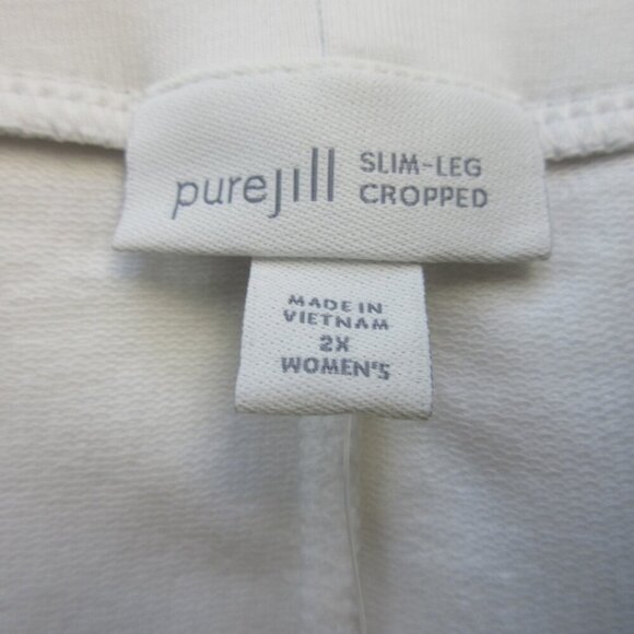 J Jill Slim Leg Cropped Pants Women 2X White Pima Cotton Rayon Casual Beach 338 - Picture 2 of 10